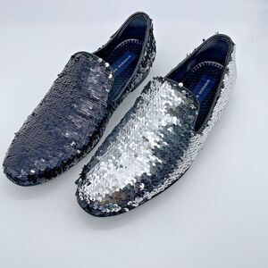 Giorgio Brutini Sequin Dress Shoes Loafers Men's 8M Black to Silver Party Prom